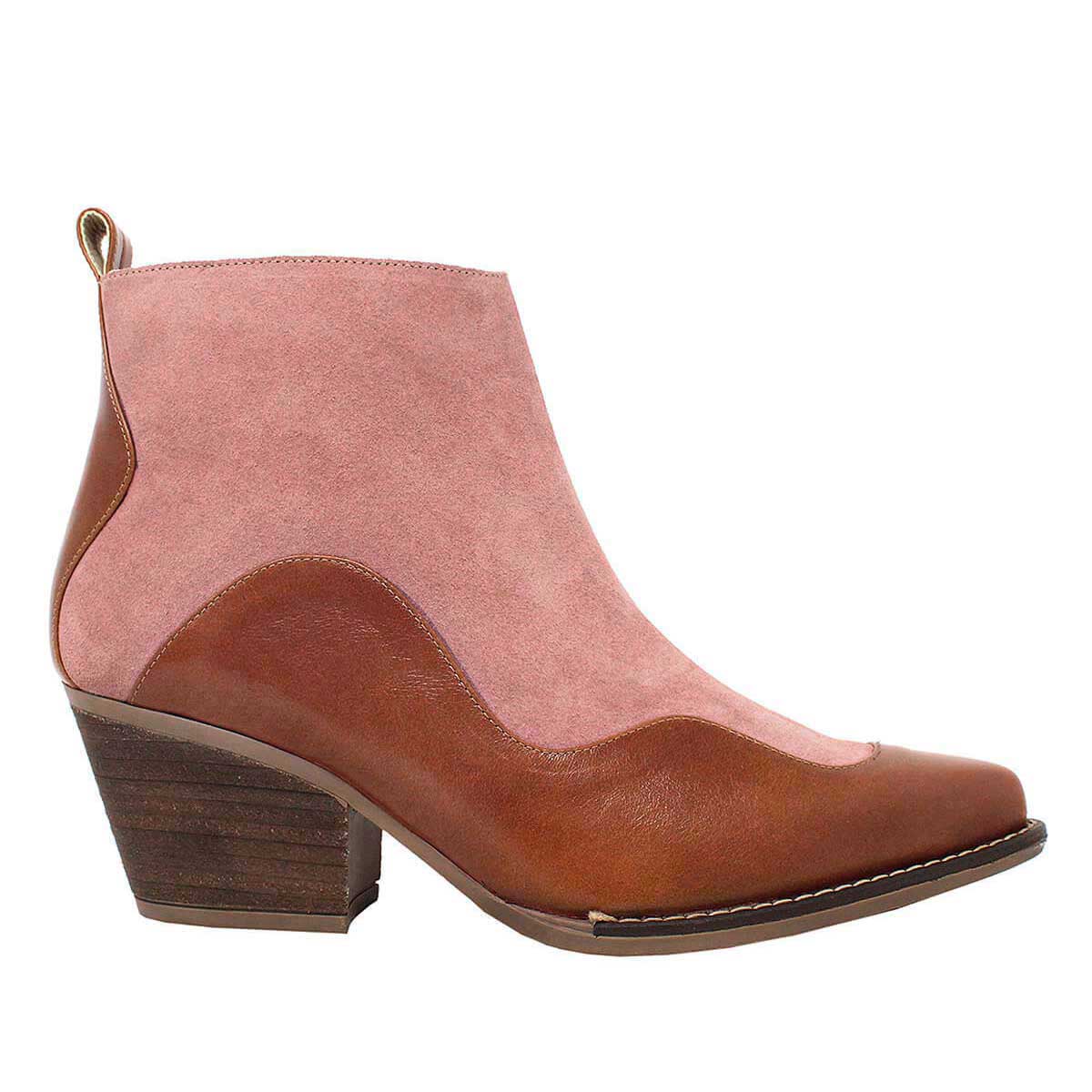 DAISY 60 - Caramel and Pink Regina Romero Women's Leather Ankle Boot