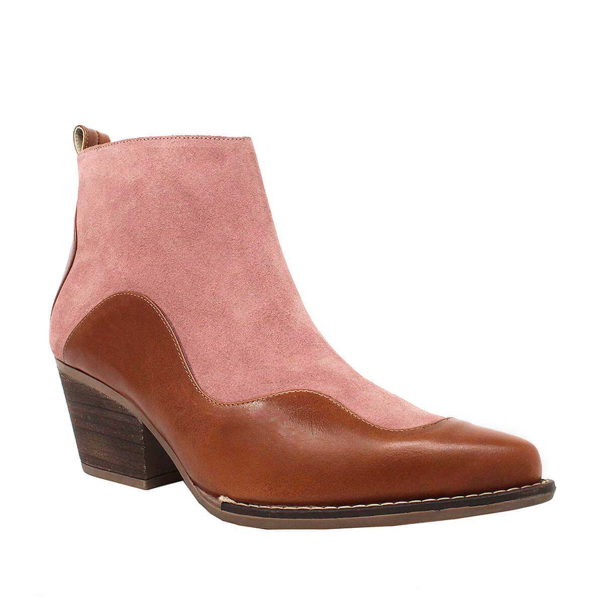 DAISY 60 - Caramel and Pink Regina Romero Women's Leather Ankle Boot