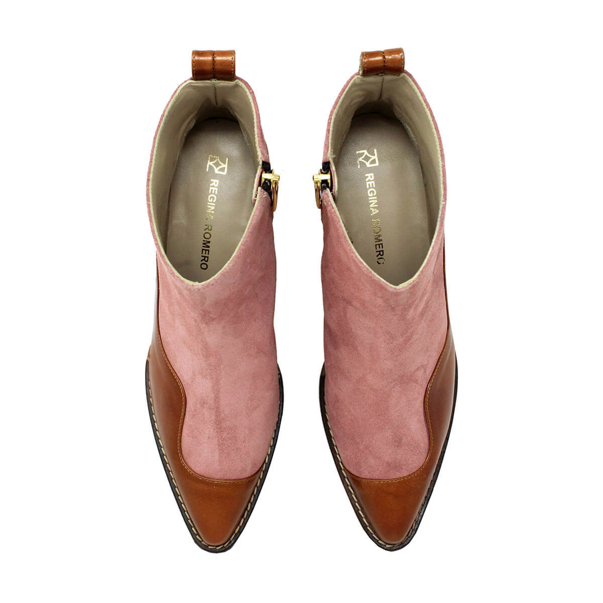 DAISY 60 - Caramel and Pink Regina Romero Women's Leather Ankle Boot