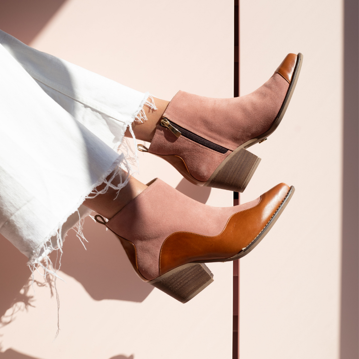 DAISY 60 - Caramel and Pink Regina Romero Women's Leather Ankle Boot