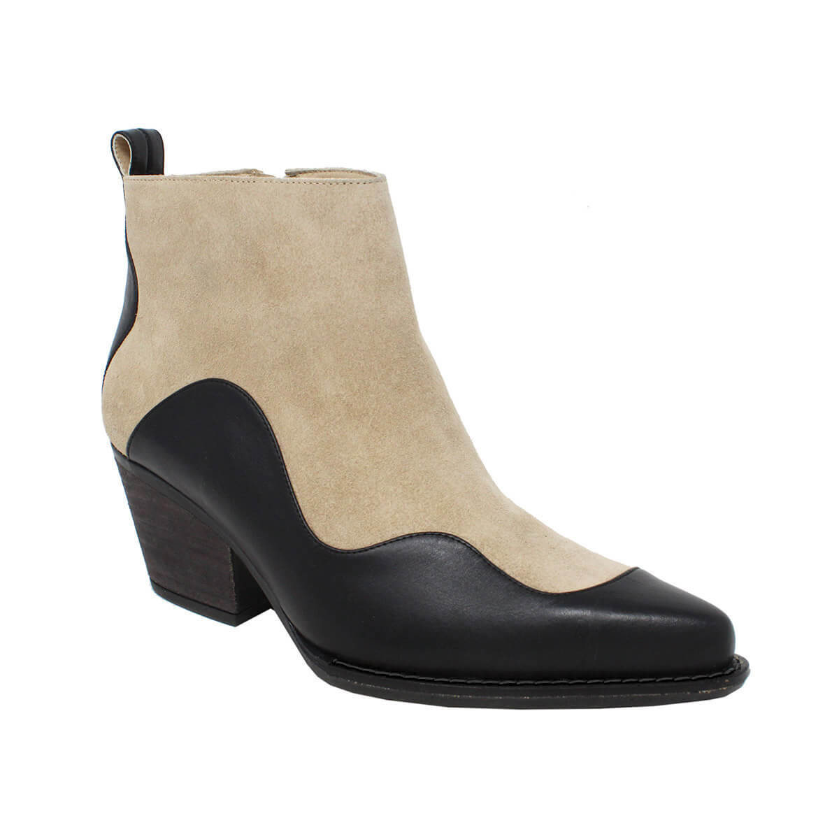 DAISY 60 - Black and Chai Regina Romero Women's Leather Ankle Boot