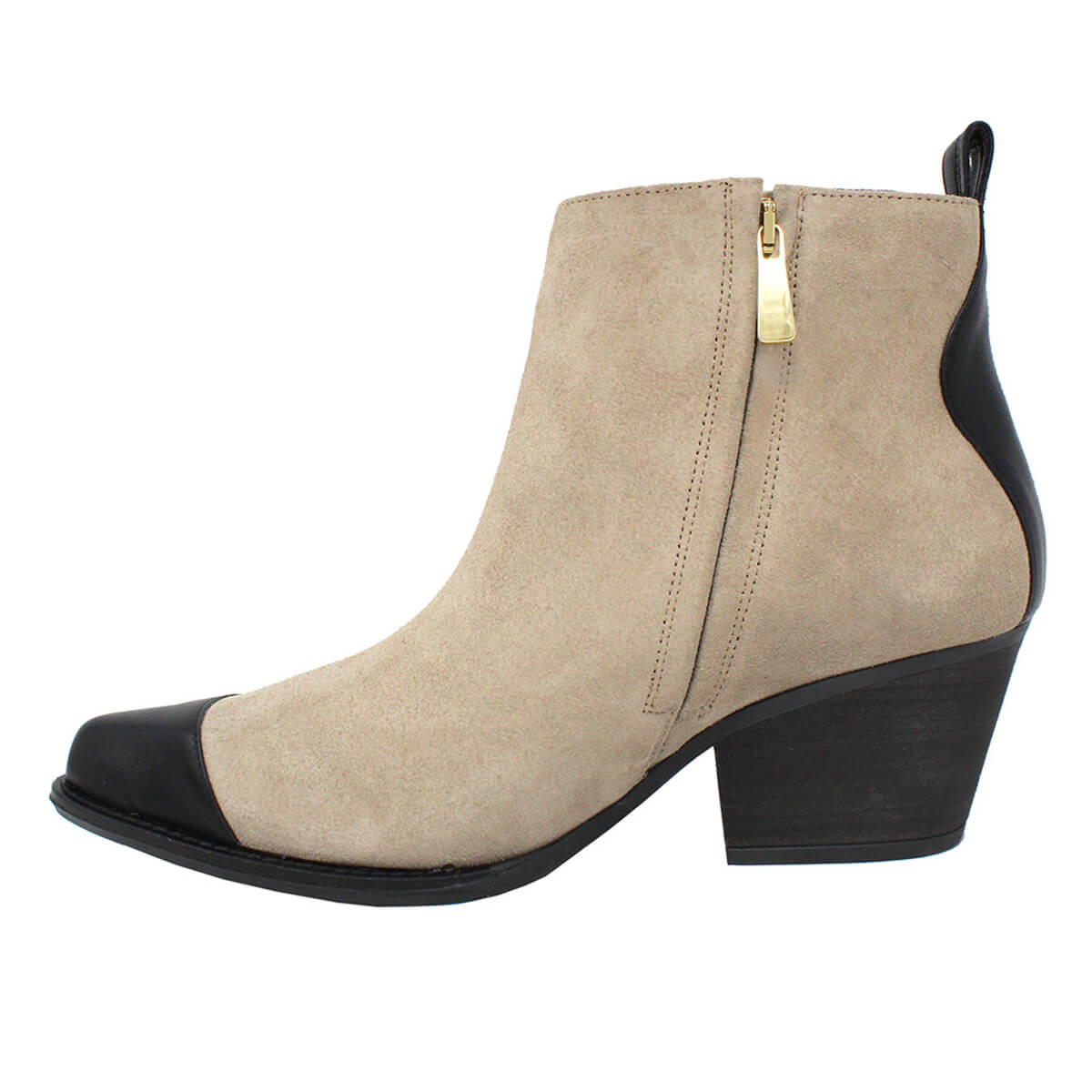DAISY 60 - Black and Chai Regina Romero Women's Leather Ankle Boot