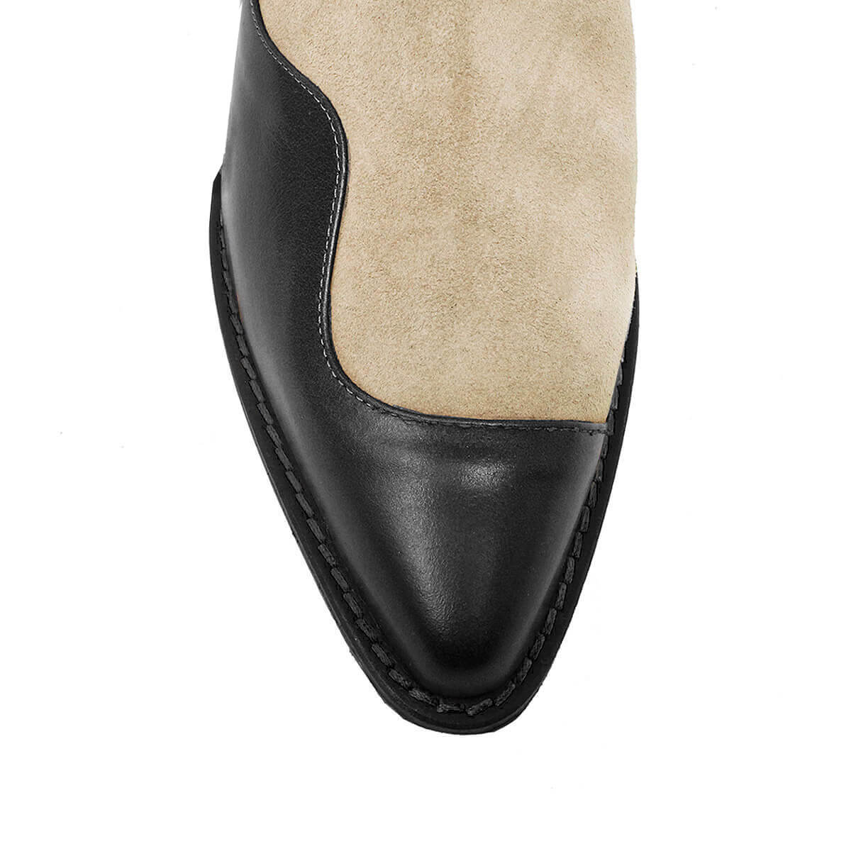 DAISY 60 - Black and Chai Regina Romero Women's Leather Ankle Boot