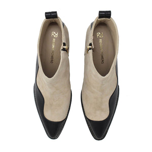 DAISY 60 - Black and Chai Regina Romero Women's Leather Ankle Boot