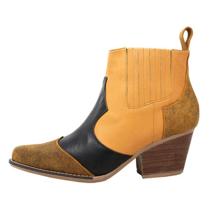 MADDIE 60 Limited Edition - Black and Honey Regina Romero Women's Leather Ankle Boot