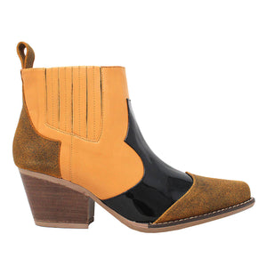 MADDIE 60 Limited Edition - Black Patent Leather and Honey and Honey Regina Romero Women's Leather Ankle Boot