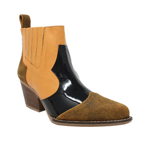 MADDIE 60 Limited Edition - Black Patent Leather and Honey and Honey Regina Romero Women's Leather Ankle Boot
