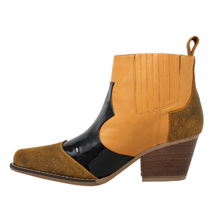 MADDIE 60 Limited Edition - Black Patent Leather and Honey and Honey Regina Romero Women's Leather Ankle Boot