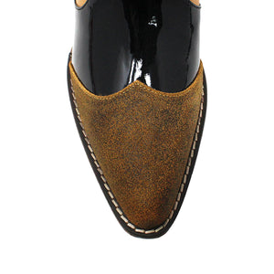 MADDIE 60 Limited Edition - Black Patent Leather and Honey and Honey Regina Romero Women's Leather Ankle Boot