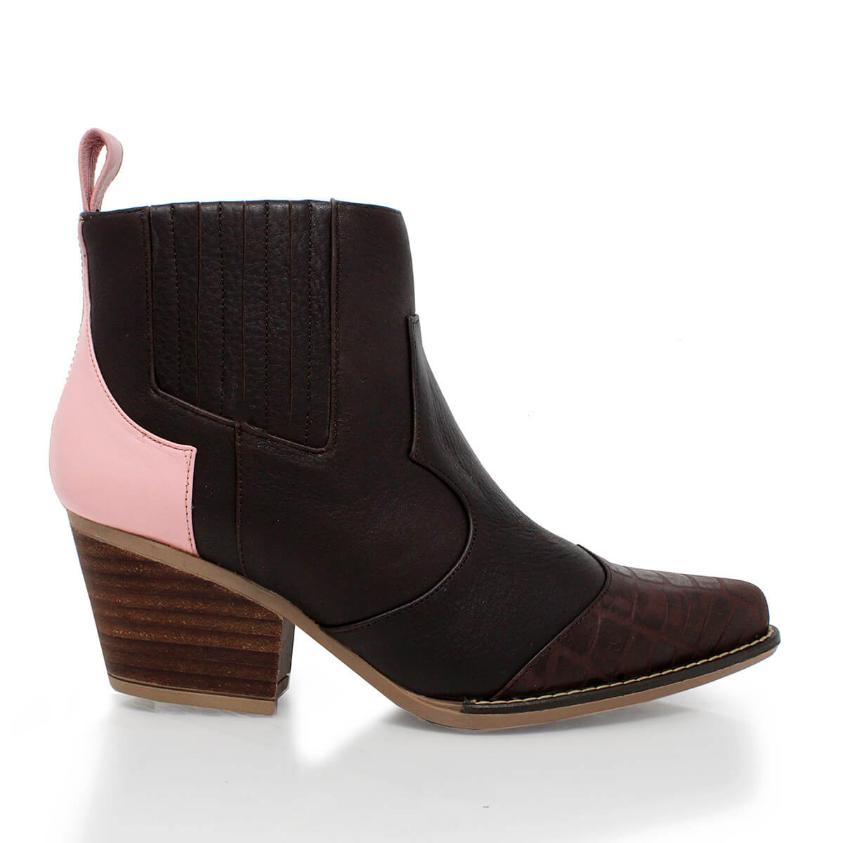 MADDIE 60 Limited Edition - Chocolate and Pink Regina Romero Women's Leather Ankle Boot