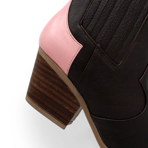 MADDIE 60 Limited Edition - Chocolate and Pink Regina Romero Women's Leather Ankle Boot