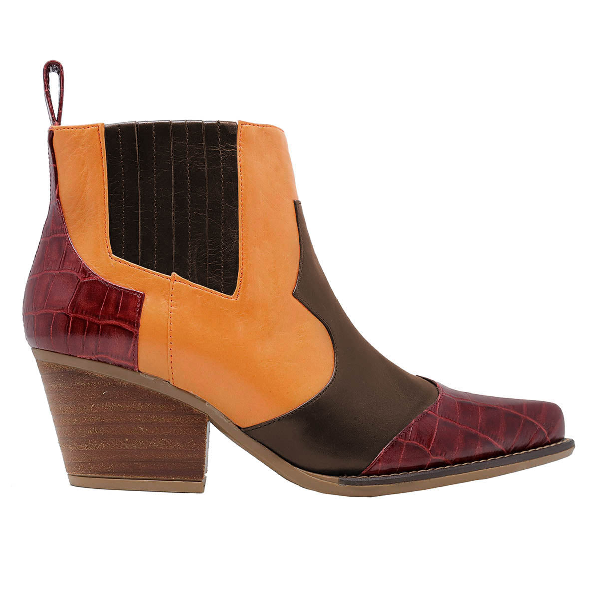 MADDIE 60 Limited Edition - Wine Brown and Terracotta Regina Romero Women's Leather Ankle Boot