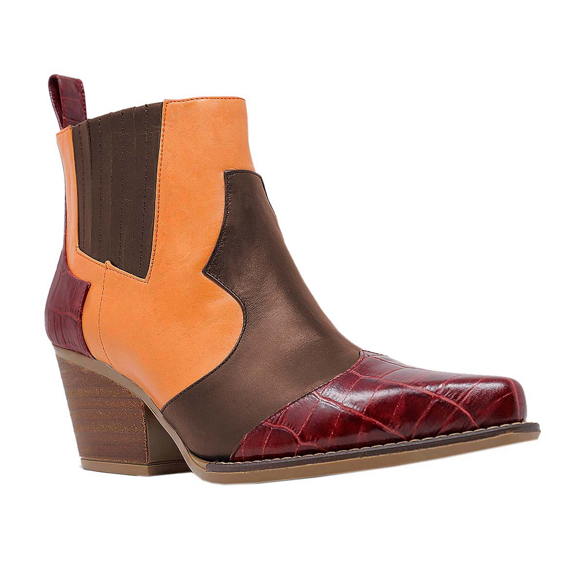 MADDIE 60 Limited Edition - Wine Brown and Terracotta Regina Romero Women's Leather Ankle Boot