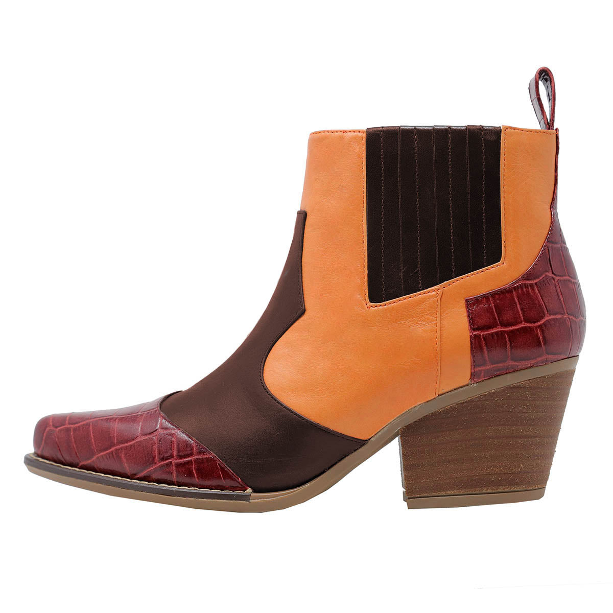 MADDIE 60 Limited Edition - Wine Brown and Terracotta Regina Romero Women's Leather Ankle Boot