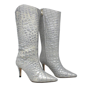 PAOLA 75 - Silver Regina Romero Women's Leather Boot