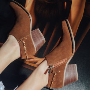 AMIRA 60 - Cinnamon Suede Regina Romero Women's Leather Ankle Boot