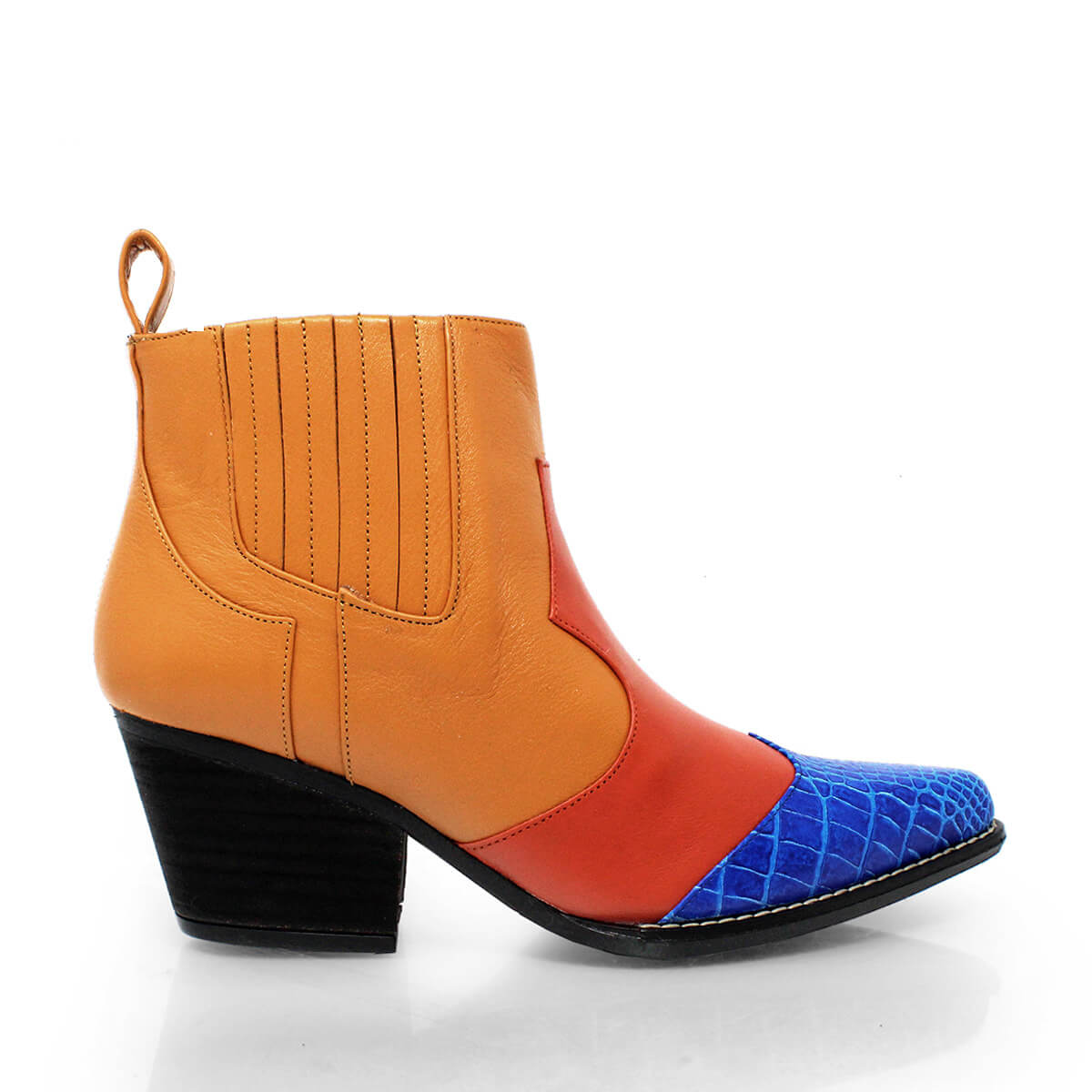 MADDIE 60 Limited Edition - Orange and Blue Regina Romero Women's Leather Ankle Boot