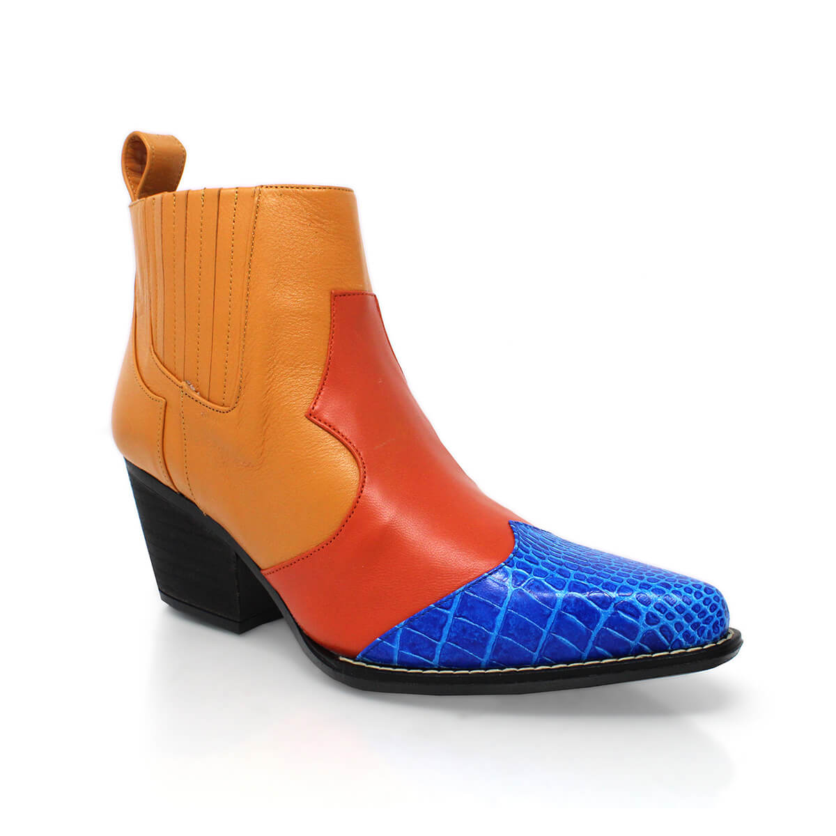 MADDIE 60 Limited Edition - Orange and Blue Regina Romero Women's Leather Ankle Boot