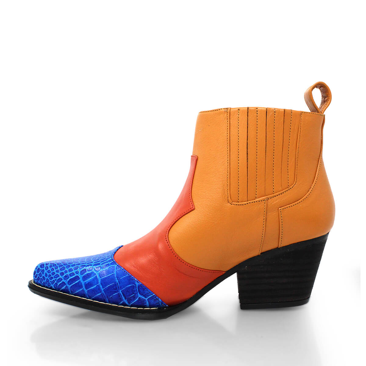 MADDIE 60 Limited Edition - Orange and Blue Regina Romero Women's Leather Ankle Boot
