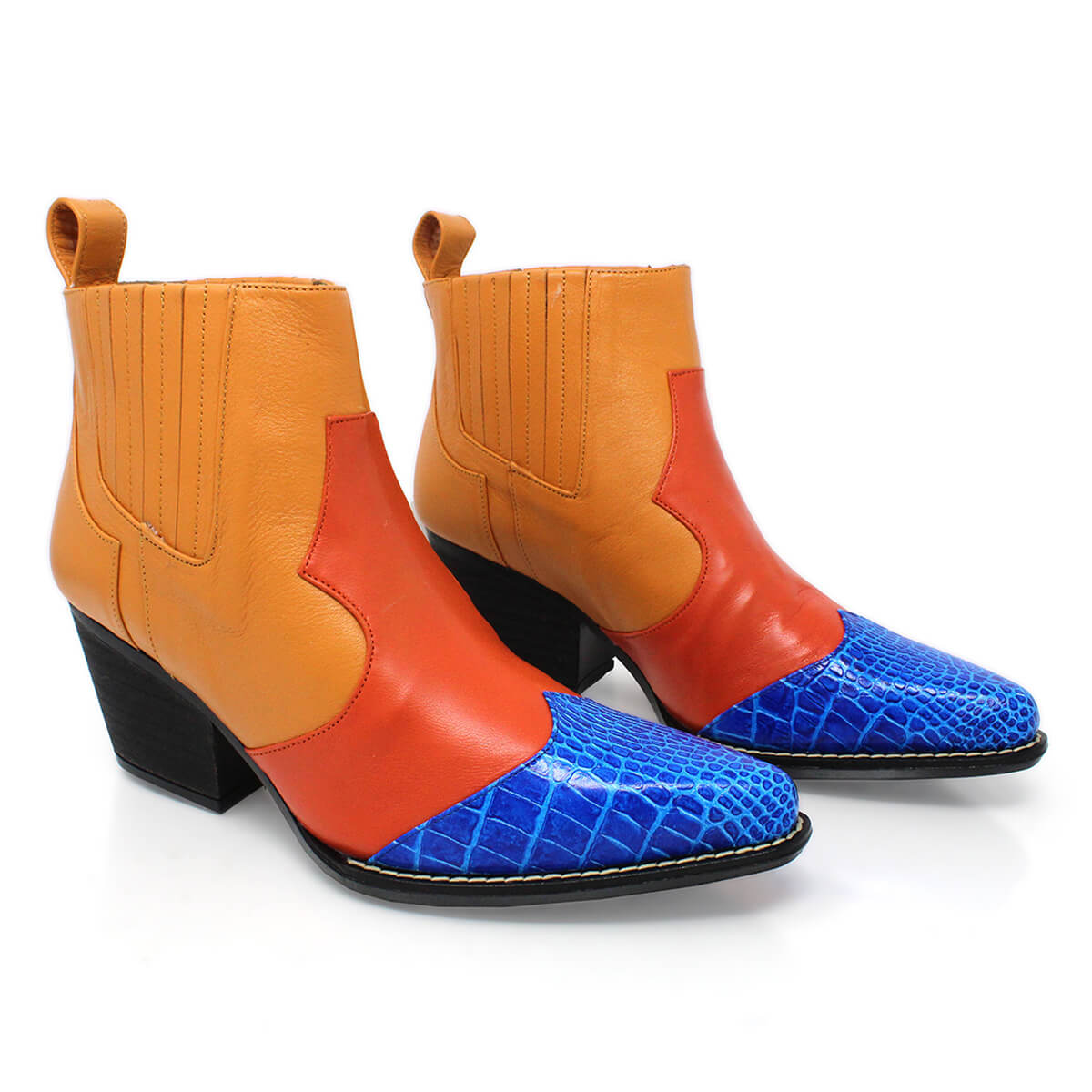 MADDIE 60 Limited Edition - Orange and Blue Regina Romero Women's Leather Ankle Boot