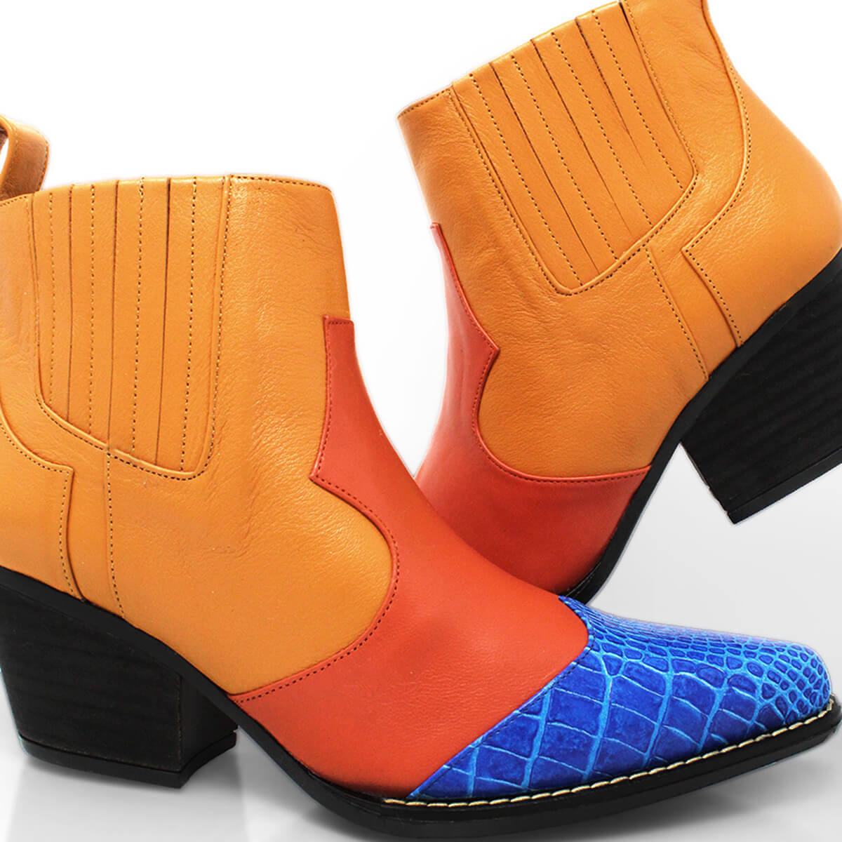 MADDIE 60 Limited Edition - Orange and Blue Regina Romero Women's Leather Ankle Boot