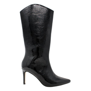 PAOLA 75 - Black Patent Leather Regina Romero Women's Leather Boot