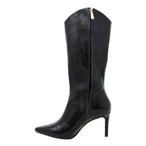PAOLA 75 - Black Patent Leather Regina Romero Women's Leather Boot