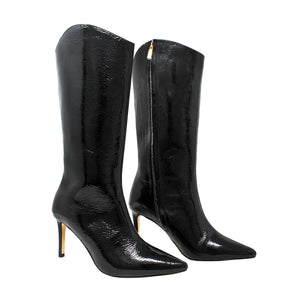 PAOLA 75 - Black Patent Leather Regina Romero Women's Leather Boot