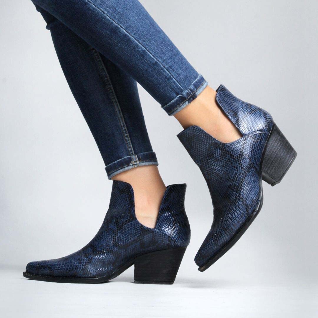 ISSA 60 - Navy Regina Romero Women's Leather Ankle Boot